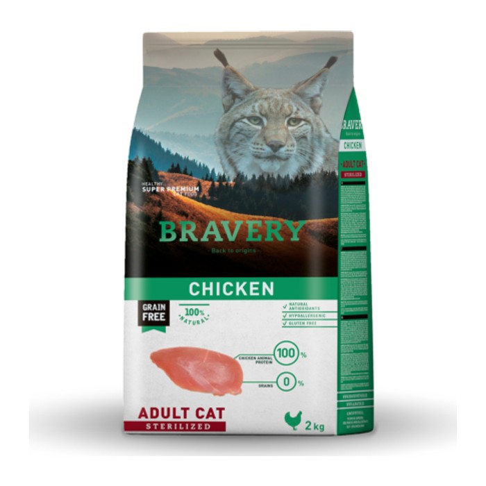 Bravery Pollo (Chicken) — Gato adulto esterilizado — 2 kg