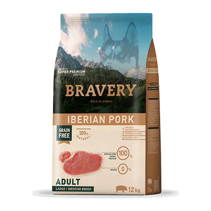 Bravery Cerdo ibérico (Iberian Pork) — Adulto razas medianas y grandes — 4 kg