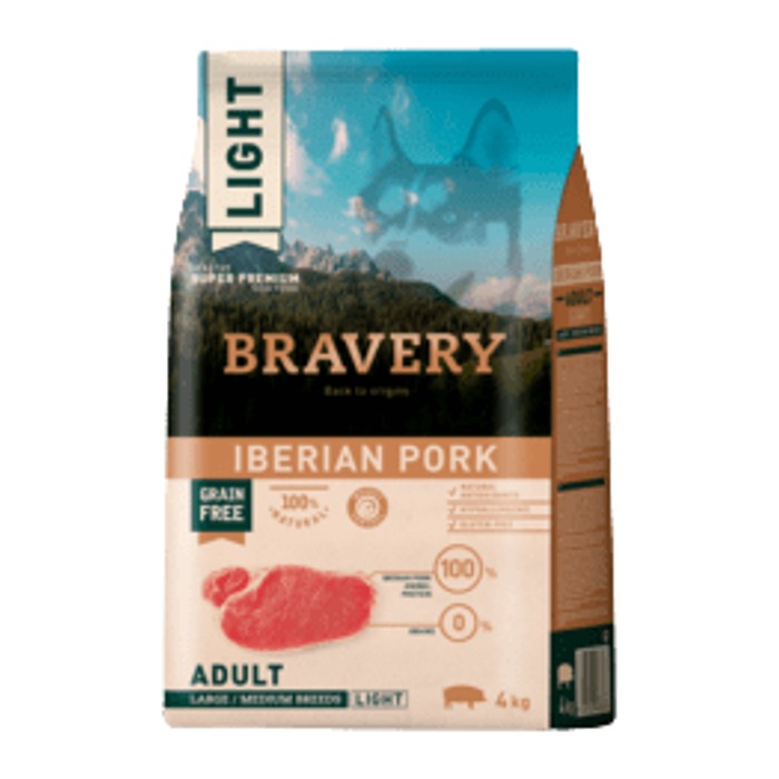 Bravery Cerdo ibérico (Iberian Pork) — Adulto light razas medianas y grandes — 4 kg