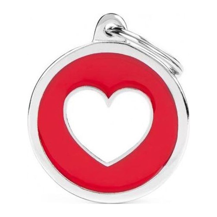 Chapa redonda Grande Rojo Corazón Blanco