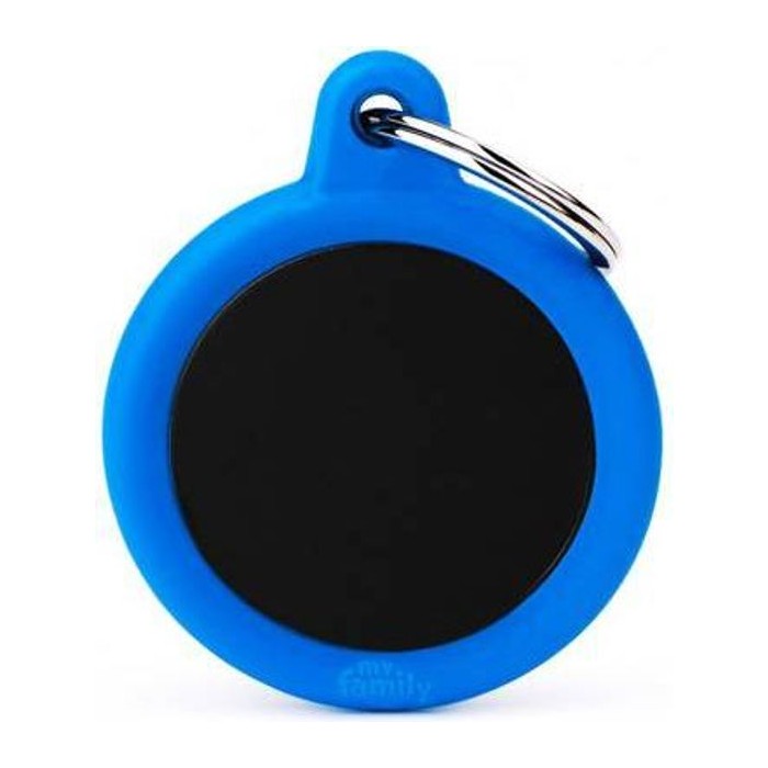 Chapa Circulo Negro Aluminio Goma Azul Memo PET