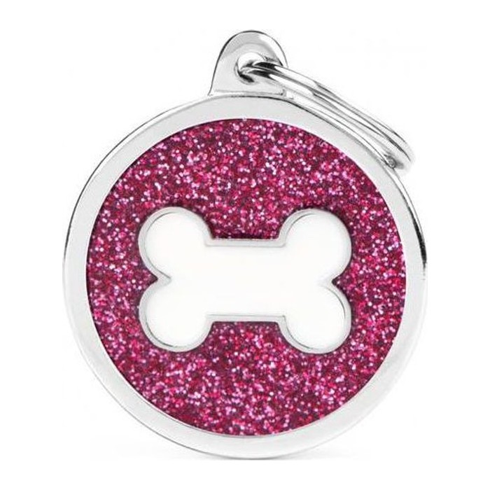 MF Círculo L Rosa Glitter Hueso Blanco Shine