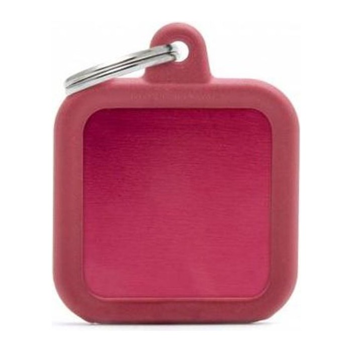 Chapa cuadrada Aluminio Rojo goma roja Hushtag