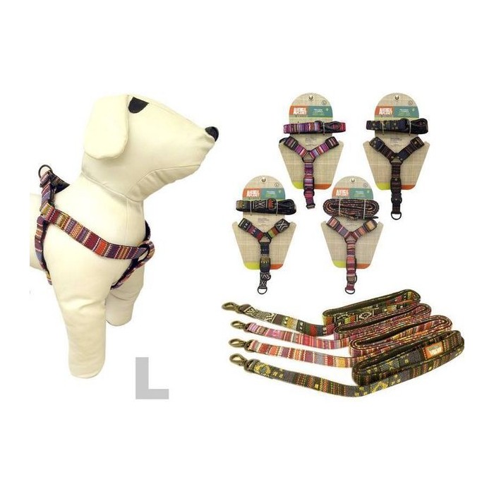 Arnes + Correa para mascota (L) 1,9 x 35,5/50 cm - 1,9 x 90 cm