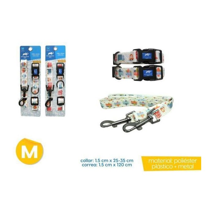 Collar + Correa para mascotas (M) 1.5CM X 25-35CM / 1.5CM X 120CM (variante 3)