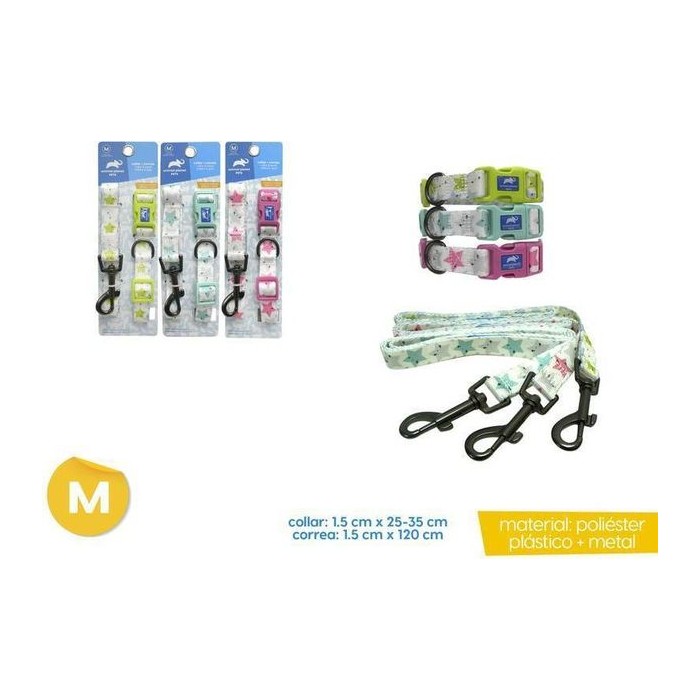 Collar + Correa para mascotas M 1.5CM X 25-35CM / 1.5CM X 120CM (variante 7)