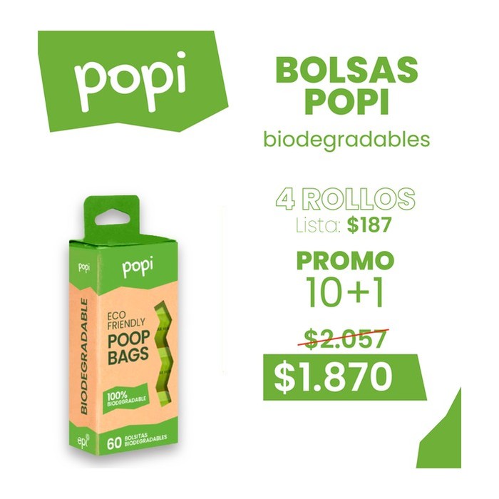 Popi 4 rollos 10+1 - Popi Biodegradable