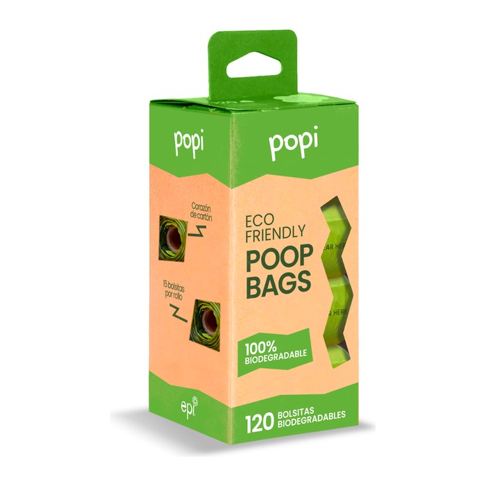 Popi Biodegradable - 8 Rollos x 15 Bolsas